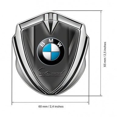 BMW Emblem Abzeichen selbstklebend Silbertonfarbe mit Sport Logo