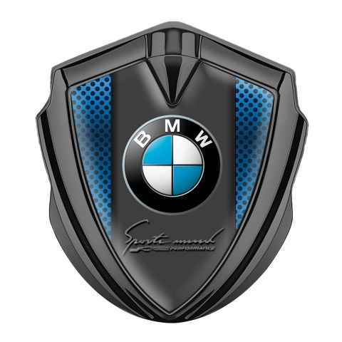 BMW Trunk Metal Emblem Badge Graphite Blue Grate Sport Mind