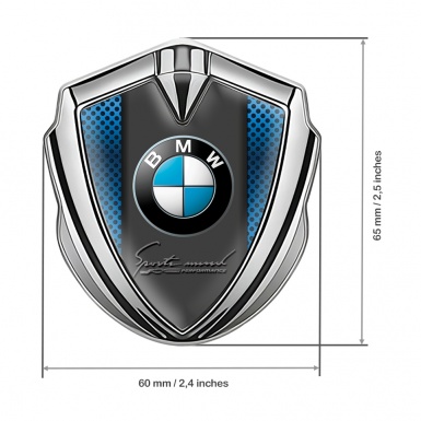 BMW Trunk Metal Emblem Badge Silver Blue Grate Sport Mind