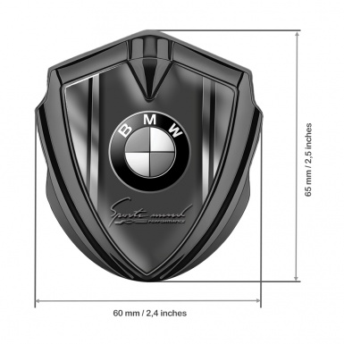 BMW 3D Car Metal Domed Emblem Graphite Metallic Border Effect