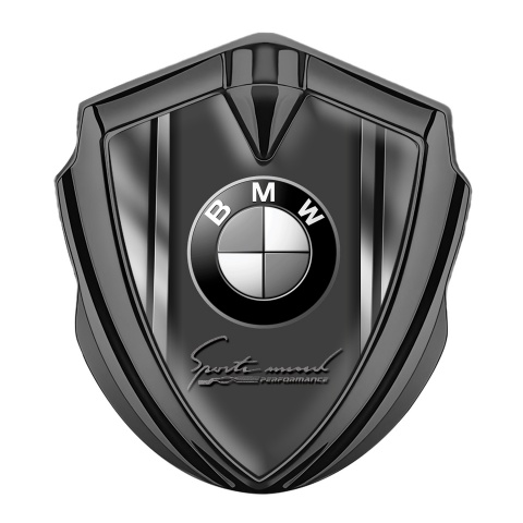 BMW 3D Car Metal Domed Emblem Graphite Metallic Border Effect