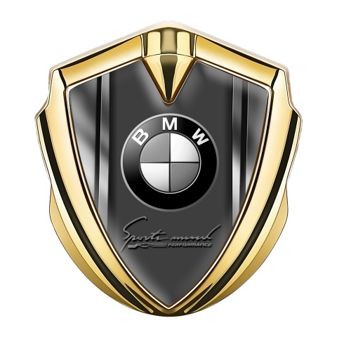 BMW 3D Car Metal Domed Emblem Gold Metallic Border Effect