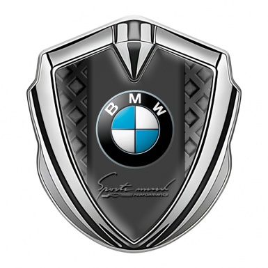 BMW Bodyside Badge Self Adhesive Silver Dark Grate Sport Mind