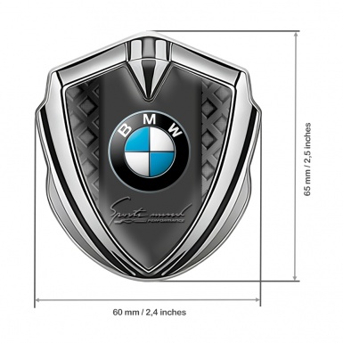 BMW Bodyside Badge Self Adhesive Silver Dark Grate Sport Mind