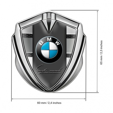 BMW Fender Emblem Badge Silver Dark Hex Sport Performance