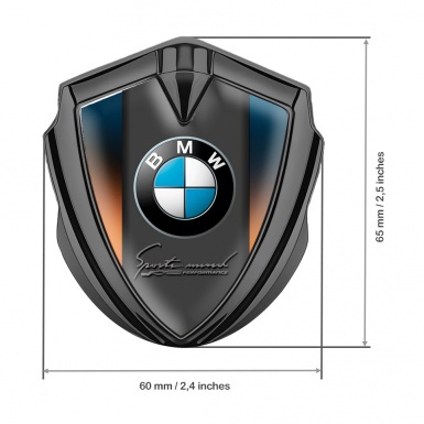 BMW Fender Metal Domed Emblem Graphite Color Base Sport Mind