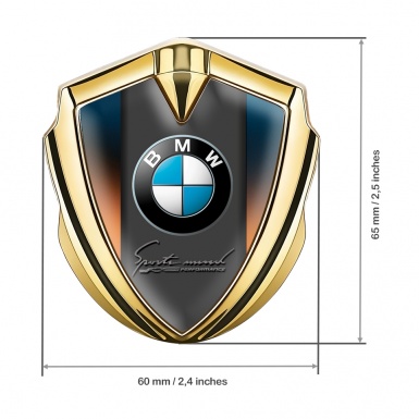 BMW Fender Metal Domed Emblem Gold Color Base Sport Mind