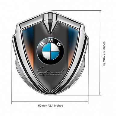 BMW Fender Metal Domed Emblem Silver Color Base Sport Mind