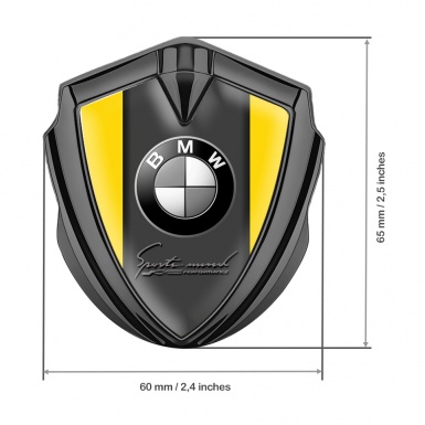 BMW Trunk Metal Emblem Badge Graphite Yellow Base Sport Mind