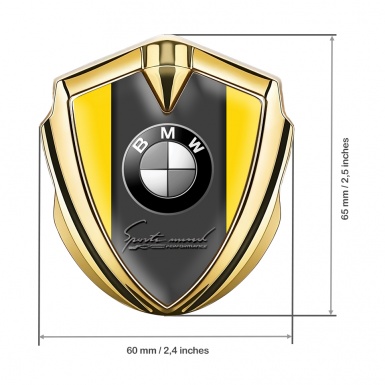 BMW Trunk Metal Emblem Badge Gold Yellow Base Sport Mind