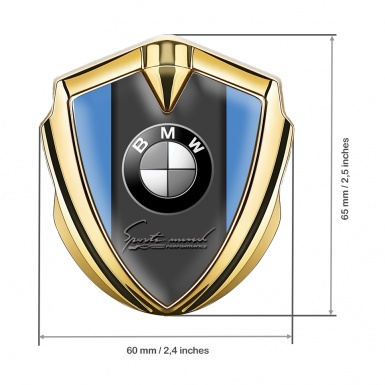 BMW Metal Emblem Self Adhesive Gold Blue Base Sport Mind Performance