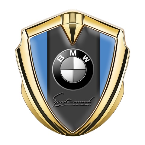 BMW Metal Emblem Self Adhesive Gold Blue Base Sport Mind Performance