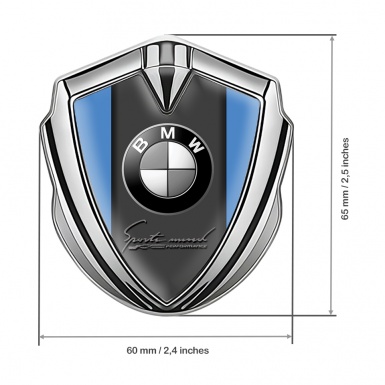 BMW Metal Emblem Self Adhesive Silver Blue Base Sport Mind Performance