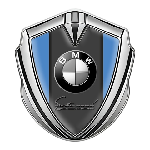 BMW Metal Emblem Self Adhesive Silver Blue Base Sport Mind Performance