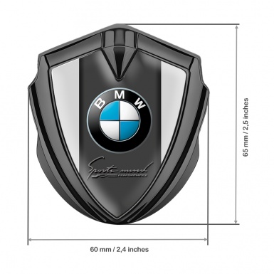 BMW 3D Car Metal Domed Emblem Graphite Grey Base Sport Mind Edition