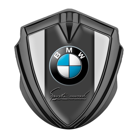 BMW 3D Car Metal Domed Emblem Graphite Grey Base Sport Mind Edition