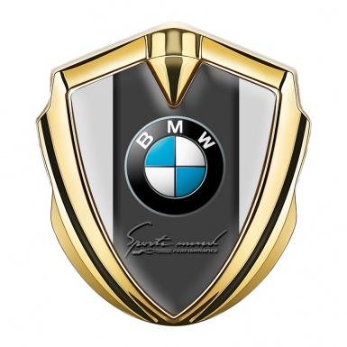 BMW 3D Car Metal Domed Emblem Gold Grey Base Sport Mind Edition