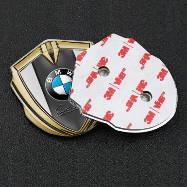 BMW 3D Car Metal Domed Emblem Gold Grey Base Sport Mind Edition