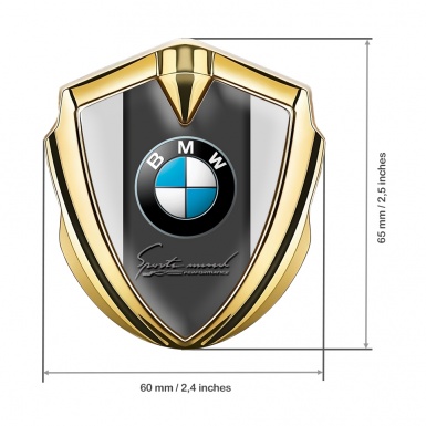 BMW 3D Car Metal Domed Emblem Gold Grey Base Sport Mind Edition