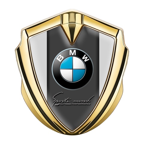 BMW 3D Car Metal Domed Emblem Gold Grey Base Sport Mind Edition