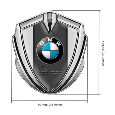 BMW 3D Car Metal Domed Emblem Silver Grey Base Sport Mind Edition