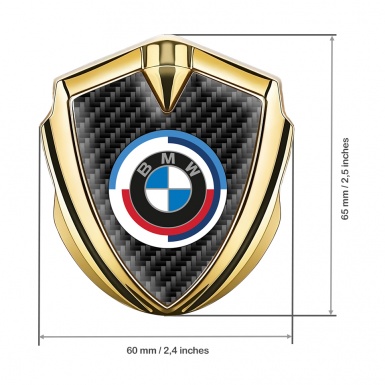 BMW Bodyside Badge Self Adhesive Gold Dark Carbon Color Logo Design