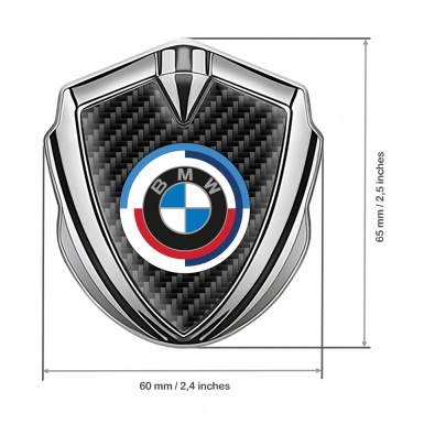 BMW Bodyside Badge Self Adhesive Silver Dark Carbon Color Logo Design