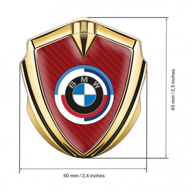 BMW Tuning Emblem Self Adhesive Gold Red Carbon Color Logo Edition