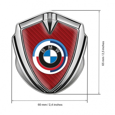 BMW Tuning Emblem Self Adhesive Silver Red Carbon Color Logo Edition