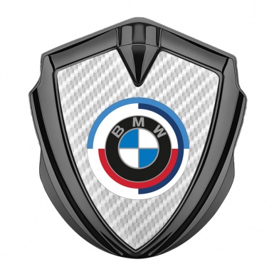 BMW Fender Emblem Badge Graphite White Carbon Color Logo Design