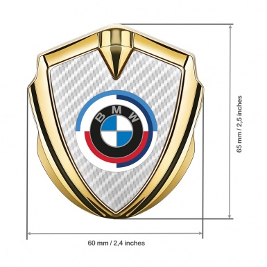 BMW Fender Emblem Badge Gold White Carbon Color Logo Design