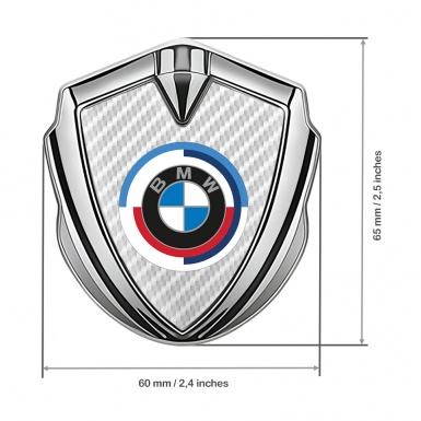 BMW Fender Emblem Badge Silver White Carbon Color Logo Design