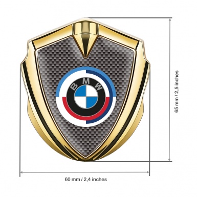 BMW Fender Metal Domed Emblem Gold Grey Carbon Color Logo Design