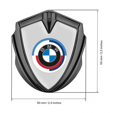 BMW Trunk Metal Emblem Badge Graphite Grey Base Colorful Logo Design