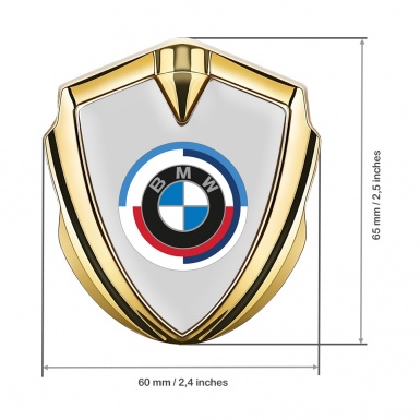 BMW Trunk Metal Emblem Badge Gold Grey Base Colorful Logo Design