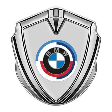 BMW Trunk Metal Emblem Badge Silver Grey Base Colorful Logo Design