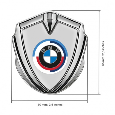 BMW Trunk Metal Emblem Badge Silver Grey Base Colorful Logo Design