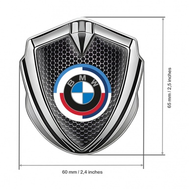 BMW Self Adhesive Bodyside Emblem Silver Dark Grate Color Logo Edition