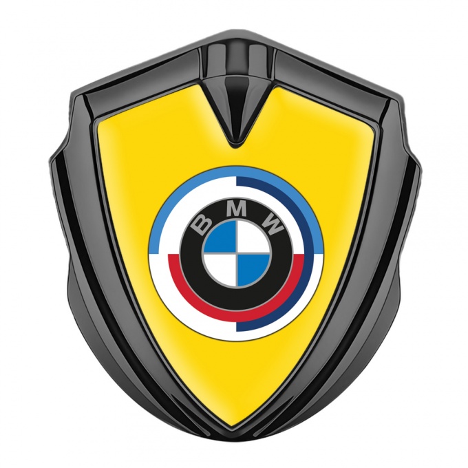 BMW Metal Emblem Self Adhesive Graphite Yellow Colorful Logo Edition