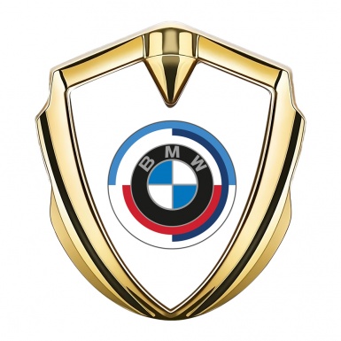 BMW Bodyside Domed Emblem Gold White Foundation Color Edition