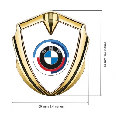 BMW Bodyside Domed Emblem Gold White Foundation Color Edition