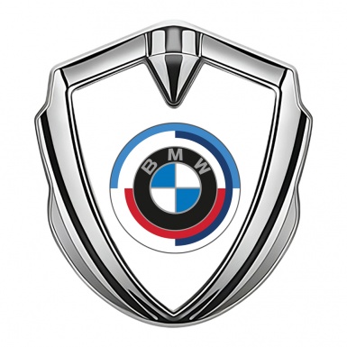 BMW Bodyside Domed Emblem Silver White Foundation Color Edition
