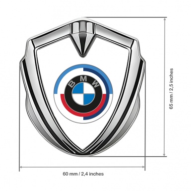 BMW Bodyside Domed Emblem Silver White Foundation Color Edition