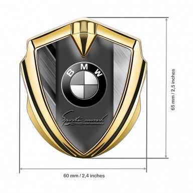 BMW Bodyside Badge Self Adhesive Gold Brushed Surface Sport Mind