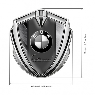 BMW Bodyside Badge Self Adhesive Silver Brushed Surface Sport Mind