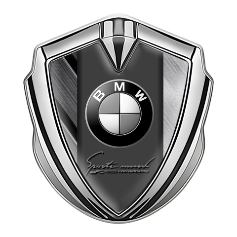 BMW Bodyside Badge Self Adhesive Silver Brushed Surface Sport Mind