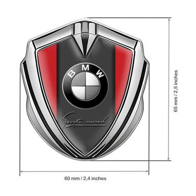 BMW Tuning Emblem Self Adhesive Silver Red Base Sport Performance
