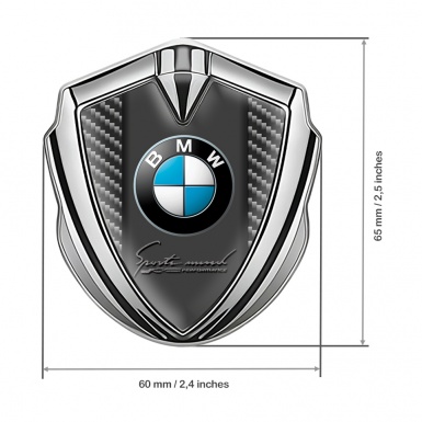 BMW Fender Emblem Badge Silver Dark Carbon Center Pilon Classic Logo
