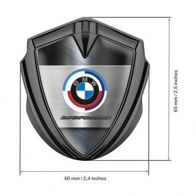 BMW M Performance Trunk Metal Emblem Badge Graphite Brushed Alloy 