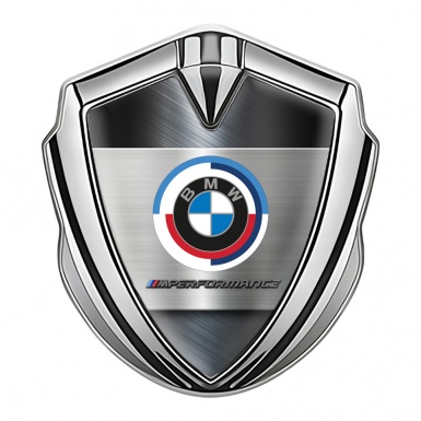 BMW M Performance Trunk Metal Emblem Badge Silver Brushed Alloy 